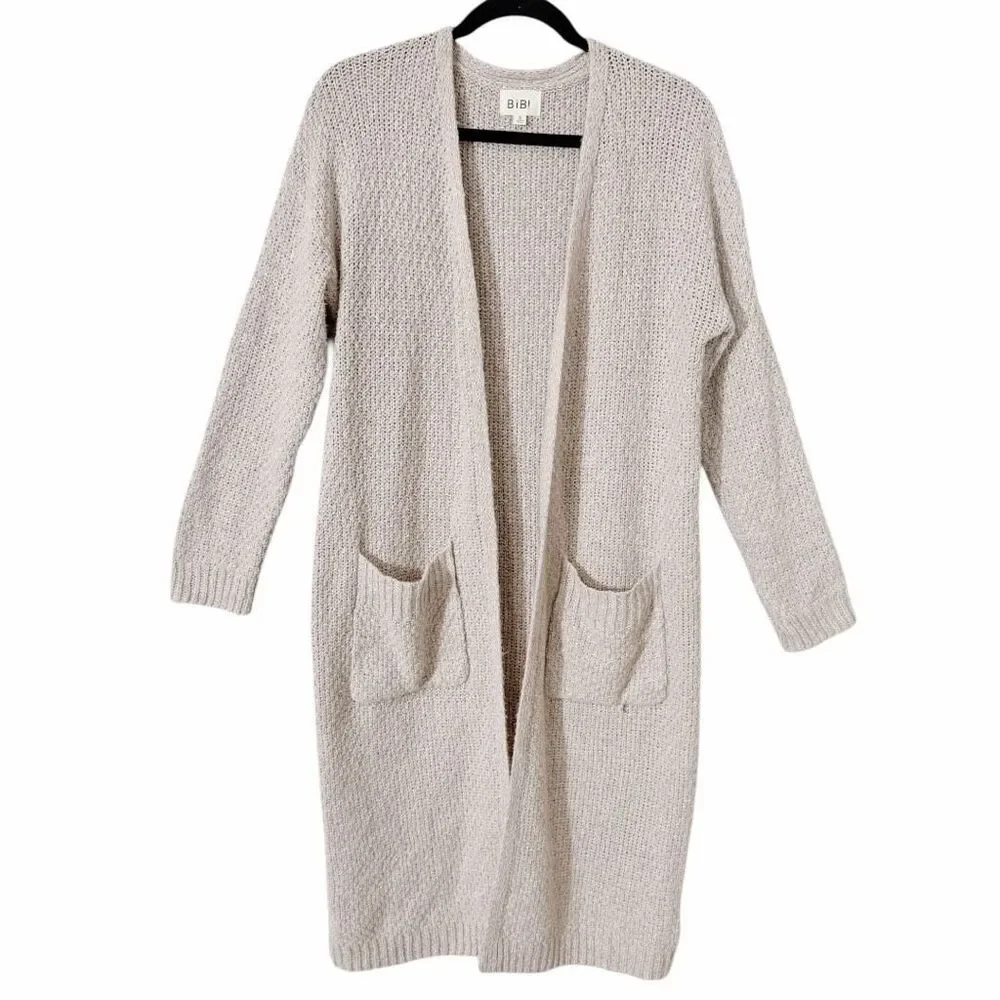 Bibi Women’s Oatmeal Oversized Relaxed Open Front Sweater Cardigan Size‎ Small